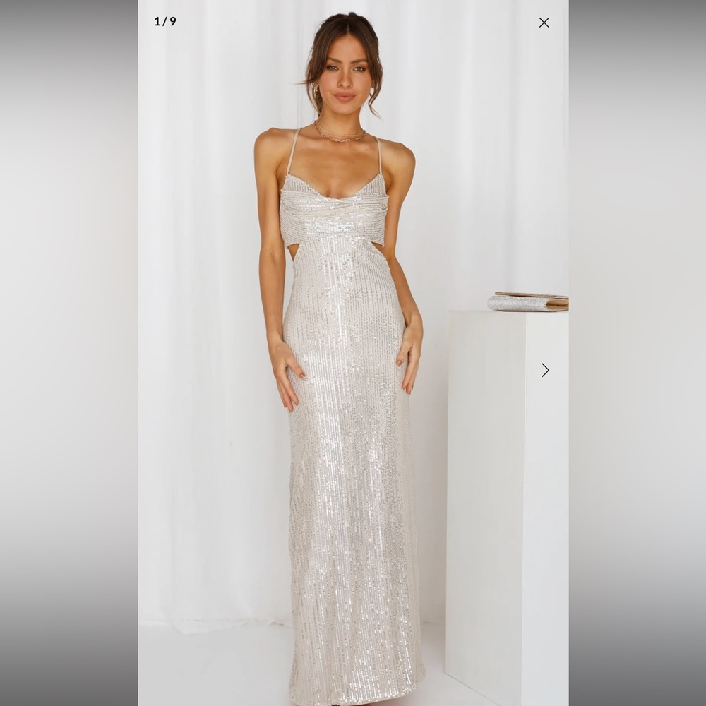 Sparkling moment maxi dress silver.